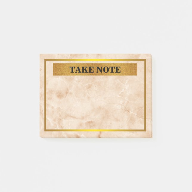Personalised Marble Take Note with gold border (Front)