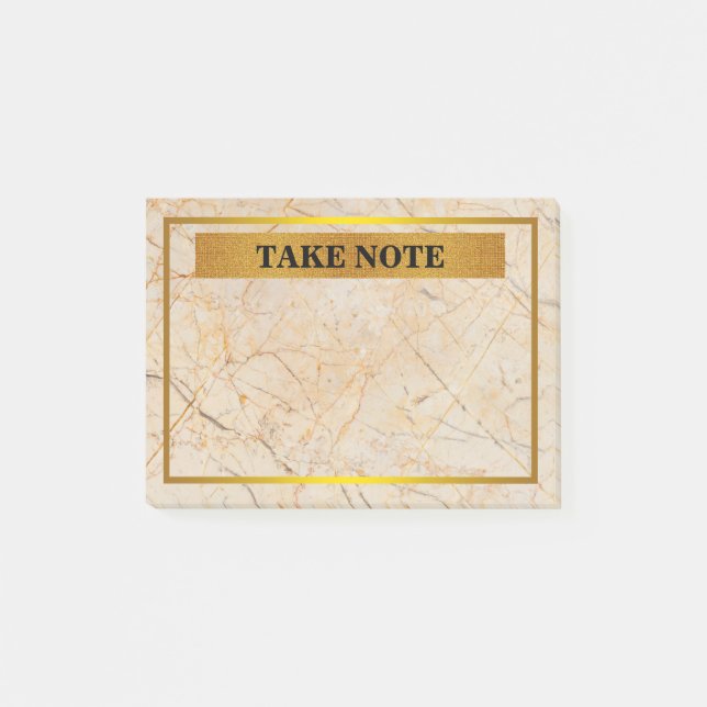 Personalised Marble Take Note with gold border (Front)