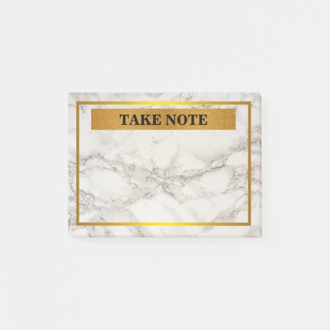 Personalised Marble Take Note with gold border (Front)