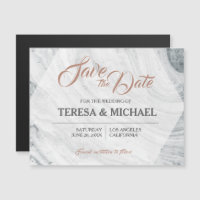 Personalised Marble Wedding Save the Date, hexagon