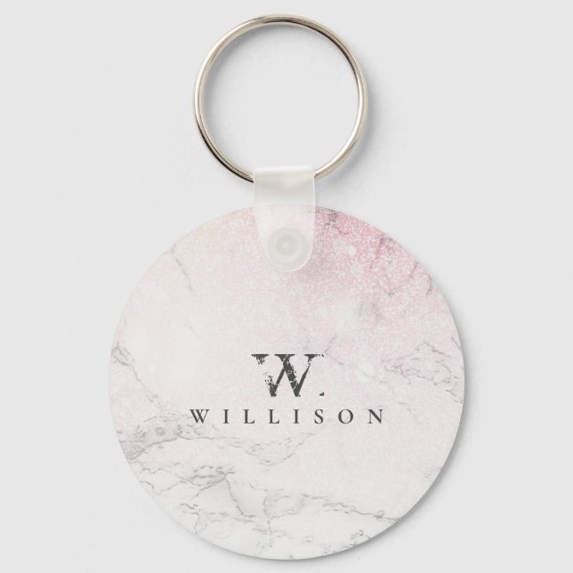 Personalised Marble with glitter details Key Ring (Front)