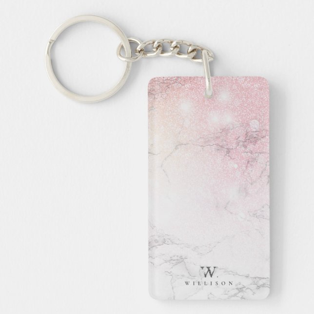 Personalised Marble with glitter details Key Ring (Front)