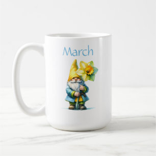 Personalised March Birth Month Garden Gnome Coffee Mug