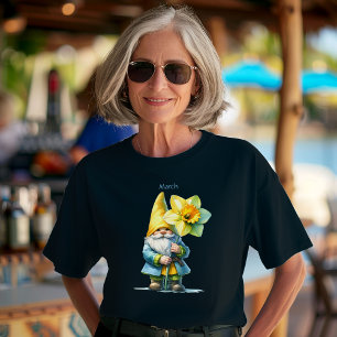 Personalised March Birth Month Garden Gnome T-Shirt