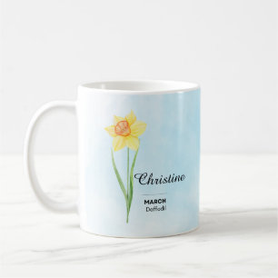Personalised March Flower Mug