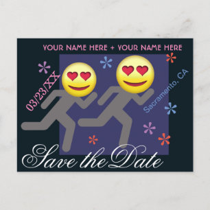 Personalised March to Marriage Save the Date Announcement Postcard