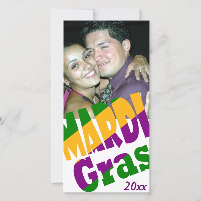 Personalised Mardi Gras 20xx Party Photo Card (Front)