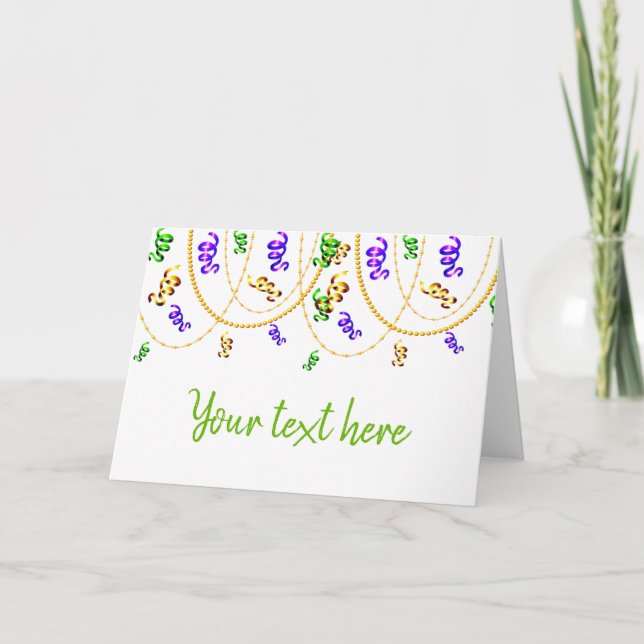 personalised mardi gras carnival confetti fun card (Front)
