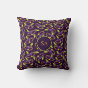 Personalised Mardi Gras Gold Green Purple Mask Cushion