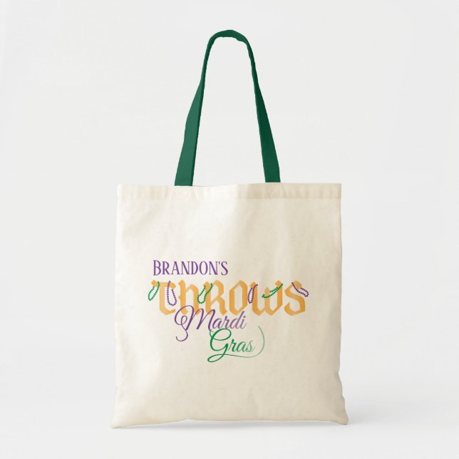 Personalised Mardi Gras Throws Loot Bag (Front)