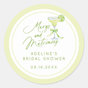Personalised Margs And Matrimony Bridal Shower Classic Round Sticker