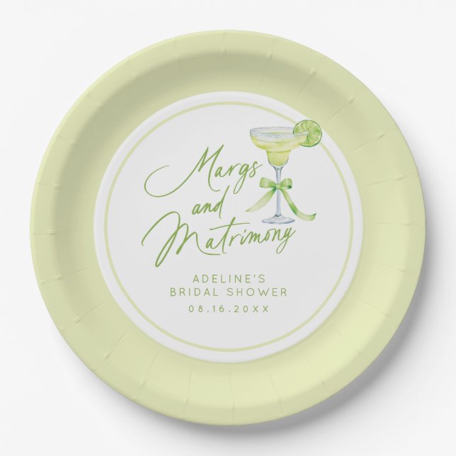 Personalised Margs And Matrimony Bridal Shower Paper Plate (Front)