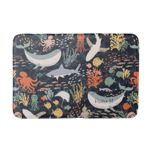 Personalised   Marine Life Bath Mat