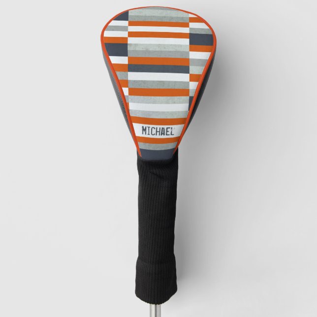 Personalised Maritime Design - Orange, Blue Grey Golf Head Cover (Front)