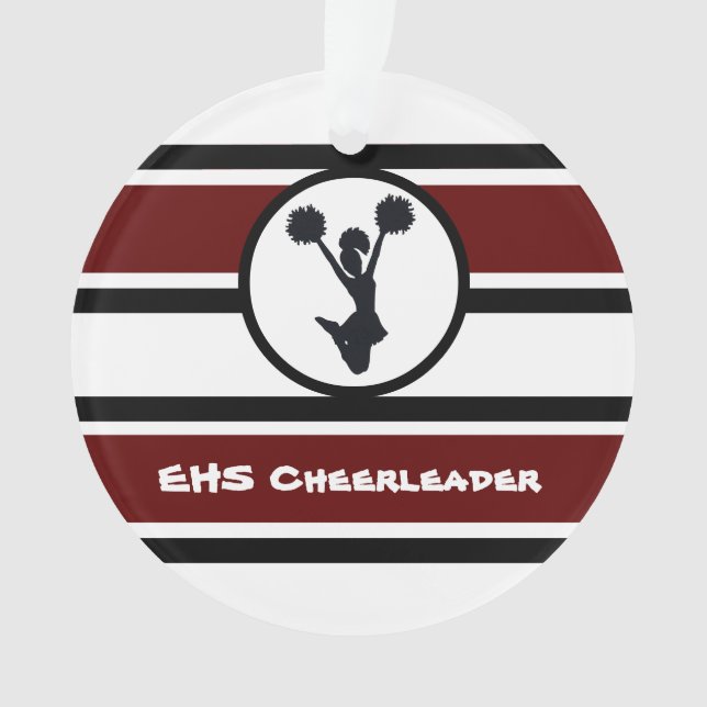Personalised Maroon and Black Cheerleader Ornament (Front)
