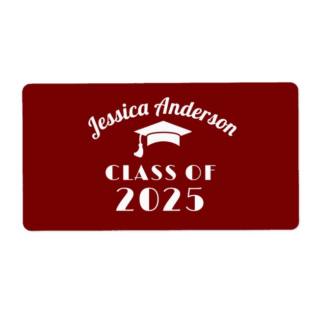 Personalised Maroon and White Graduation  (Front)