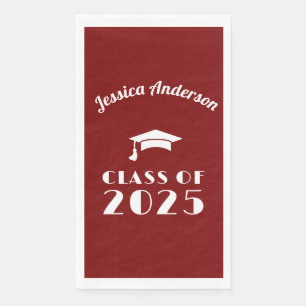 Personalised Maroon and White Graduation Napkin