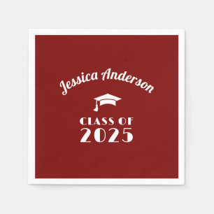 Personalised Maroon and White Graduation Napkin