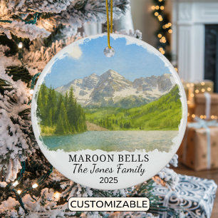 Personalised Maroon Bells Ornament, Colorado Ceramic Ornament