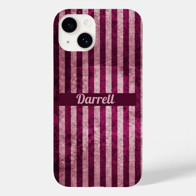 Personalised Maroon & Dusky Pink Stripes Case-Mate iPhone Case (Back)