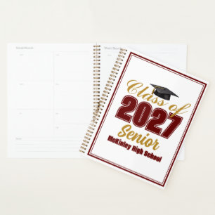 Personalised Maroon Gold Class of 2027 Senior Planner