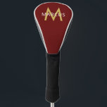 Personalised Maroon Gold Name on Modern Driver Golf Head Cover<br><div class="desc">Personalised Name and Initial Letter custom printed on a Golf Club Driver Cover with a Monogram in a modern classic sans serif font in burgundy maroon and gold or yellow to match your favourite colours, or favourite sports team or university college or school colours. Custom Driver Covers are great gifts...</div>