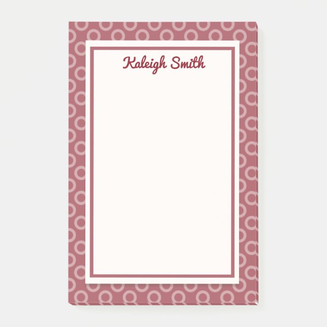 Personalised Maroon Polka Dots Post It Notes (Front)