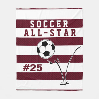 Personalised Maroon & White SOCCER Blanket