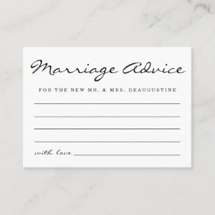 Personalised Marriage Advice Cards Simple Elegant