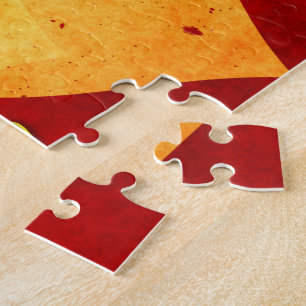 Personalised Marriage Proposal Gold Hearts & Red Jigsaw Puzzle