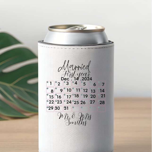 Personalised Married Calendar Date Ceramic  Can Cooler (Creator Uploaded)