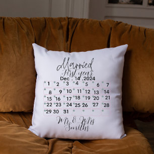 Personalised Married Calendar Date  Cushion