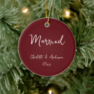 Personalised Married Couple Handwritten Red Merlot Ceramic Ornament
