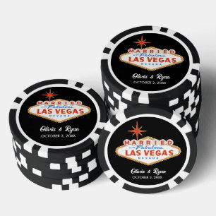 Personalised Married in Las Vegas Wedding Favour Poker Chips