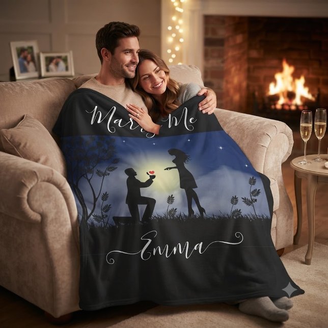 Personalised Marry Me Marriage Proposal Fleece Blanket (Creator Uploaded)
