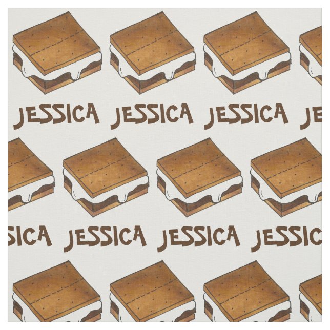 Personalised Marshmallow Camp Fire S'mores Smores Fabric (Swatch)