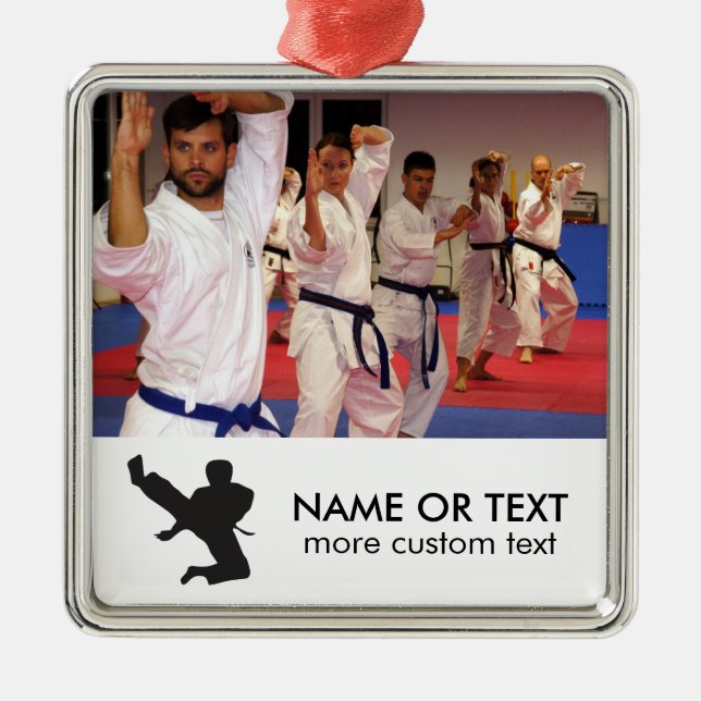 Personalised Martial Arts Karate Photo Christmas Metal Ornament (Front)