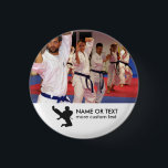Personalised Martial Arts Karate Photo & Name 3 Cm Round Badge<br><div class="desc">Show some pride for your martial artist with this fun personalised button. Customise by adding a photo of your athlete and two lines of custom text - name, year, etc. Easily change the background colour to coordinate with your photo. Choose from 5 different button sizes. Makes a fun end of...</div>