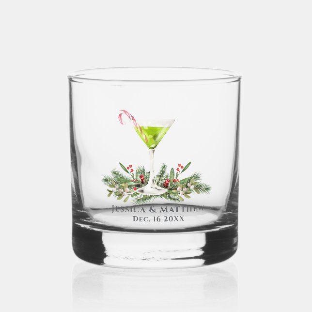 Personalised Martini Candy Cane Cocktail Couples Whiskey Glass (Front)