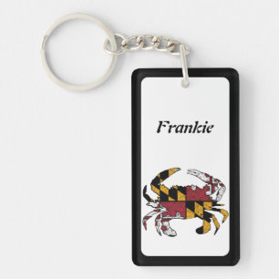 Personalised Maryland State Flag Blue Crab Key Ring