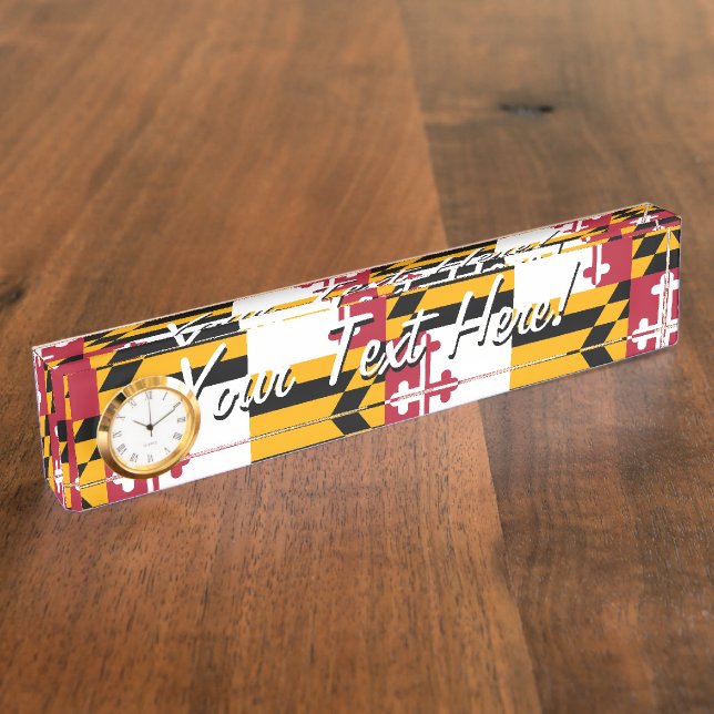 Personalised Maryland State Flag Design Nameplate (Side)