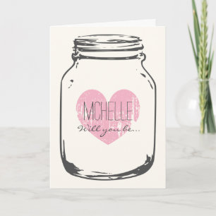 Personalised mason jar bridesmaid request cards