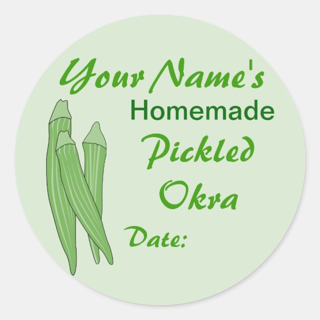 Personalised Mason Jar Lid Labels Pickled Okra (Front)