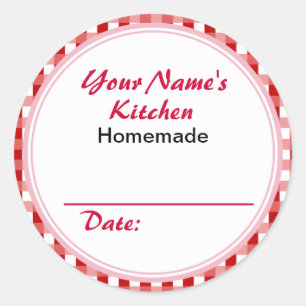Personalised Mason Jar Lid Labels Red Checks