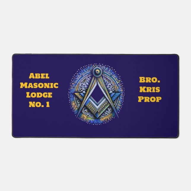 Personalised Masonic Desk Mat Gift for Mason (Front)