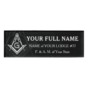 Personalised Masonic Name Badges   Black & White