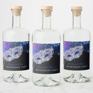Personalised  Masquerade Party Liquor Bottle Label