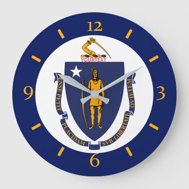 Personalised Massachusetts State Flag Design on Large Clock (Front)