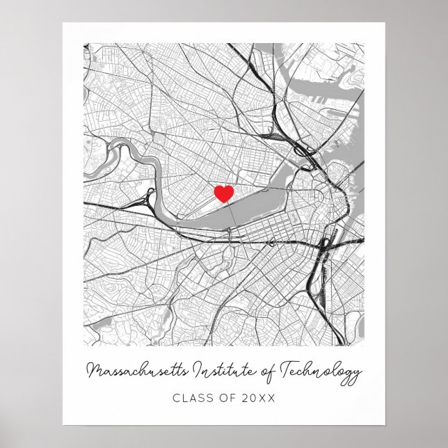 Personalised Massachusetts University Map Poster (Front)