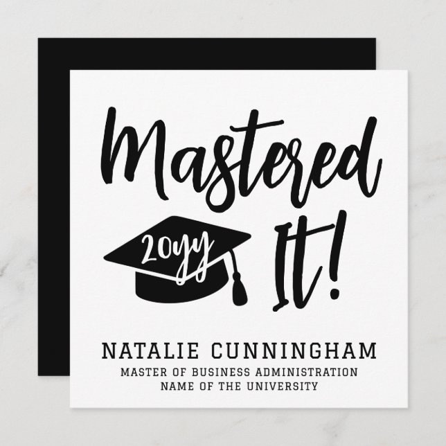 Personalised Masters Degree Graduation Mastered It (Front/Back)